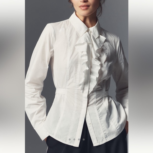Pilcro Tops - Pilcro Ruffle Front Button-down Shirt || NWT || size XL